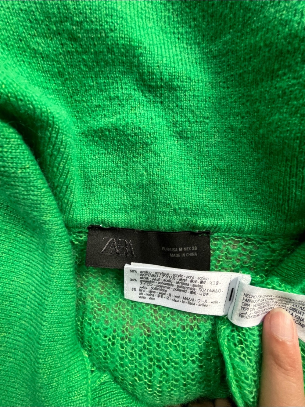 Zara Wool Blend Open Knit Mesh Button Cardigan Shirt Sz M Fall Polo Layering - Picture 8 of 8